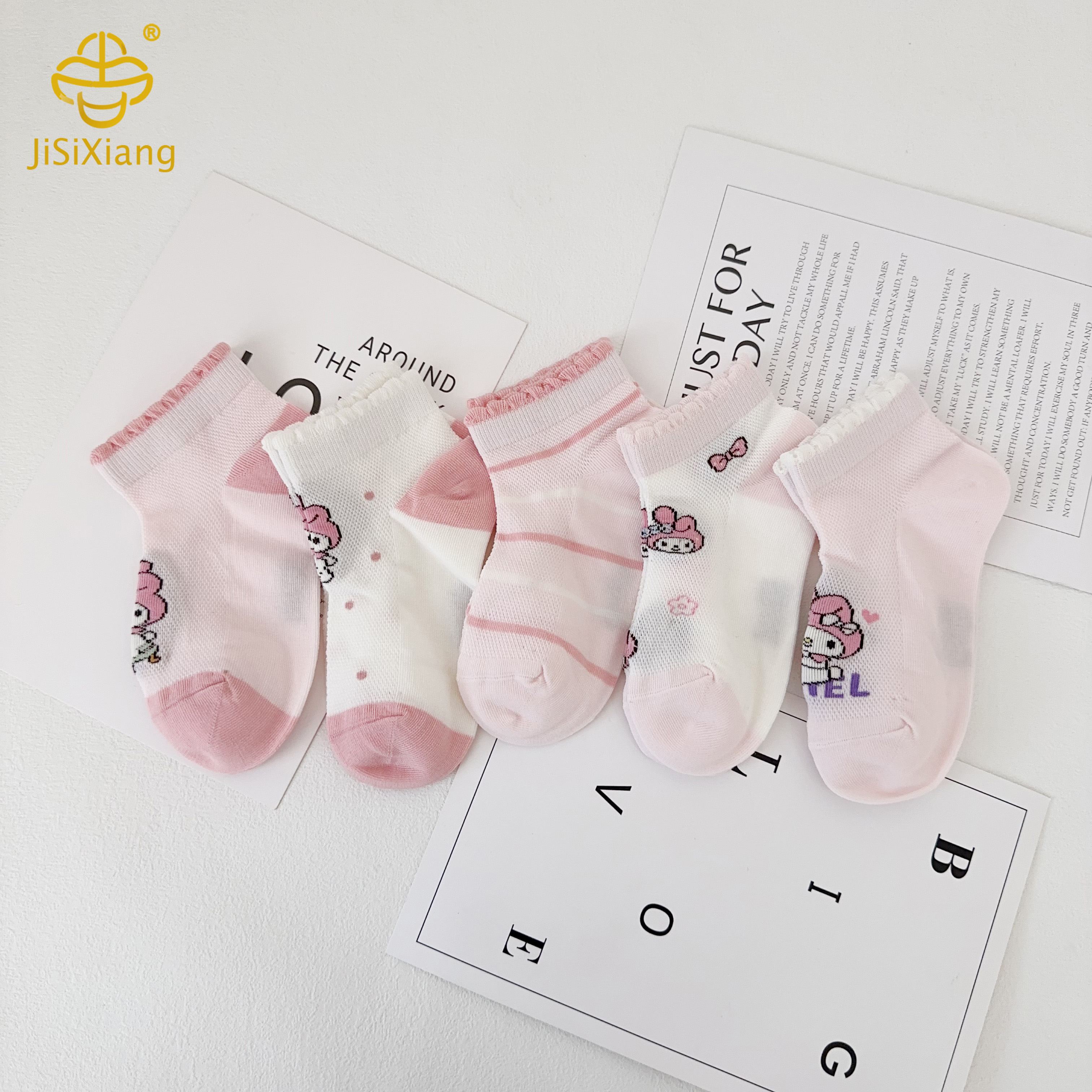 만화 멜로디 짧은 양말 메쉬 통기성 여자 보트 양말