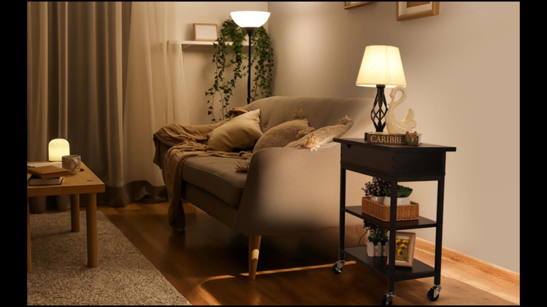 Black Bedroom Nightstand with Charging Ports