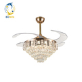 OEM Luxury Crystal LED Chandelier with Invisible Ceiling Fan - 6 Speeds, Retractable Blades1