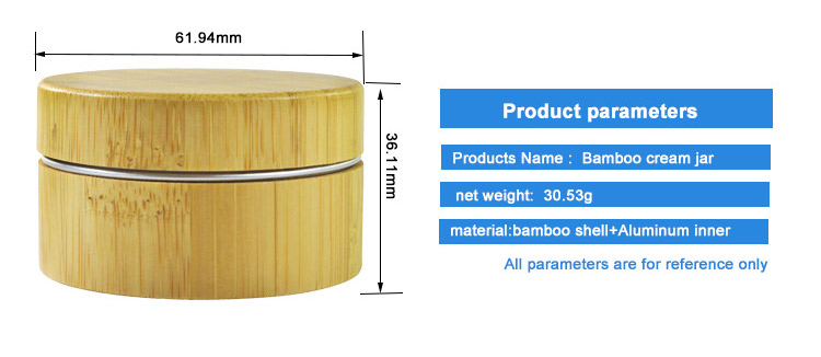 Bamboo Wood Cosmetic Jar With Aluminum Liner