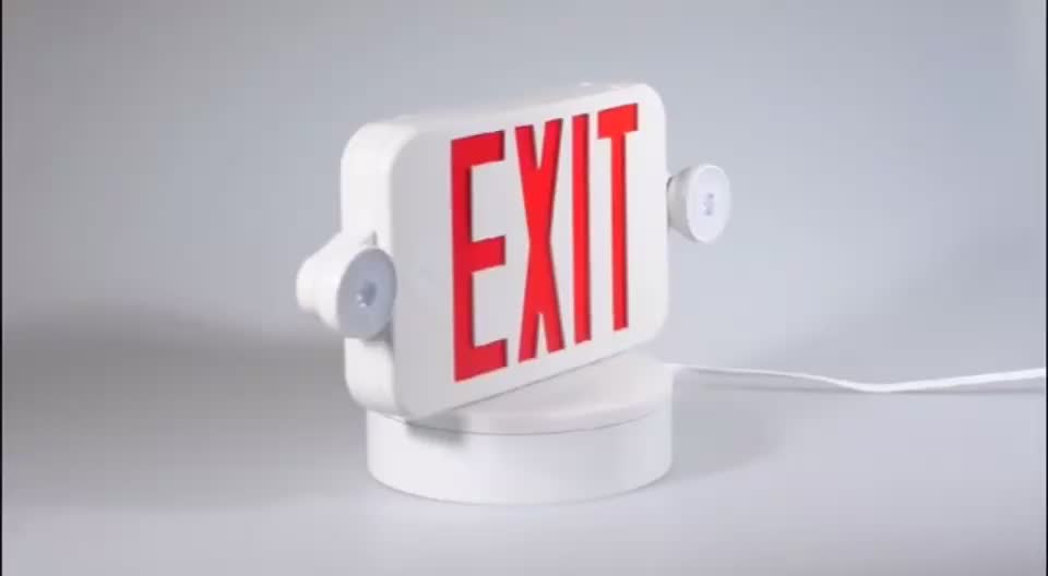 Notfallausgangszeichen Lieferant seit 1967-New Slim UL LED LED COMBO Emergency Exit Sign W/Twin Heads JLECE2RW1