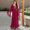 عید رمضان قرمز عبای دامن دبی لباس نماز عربی اسلام لباس مسلمانان آفریقایی برای زنان Kebaya Kaftan Robe Musulmane Femme1