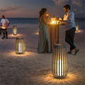 IP65 Outdoor Solar Rattan Lantern Lights - Natural Bamboo Handwoven Garden Decor1