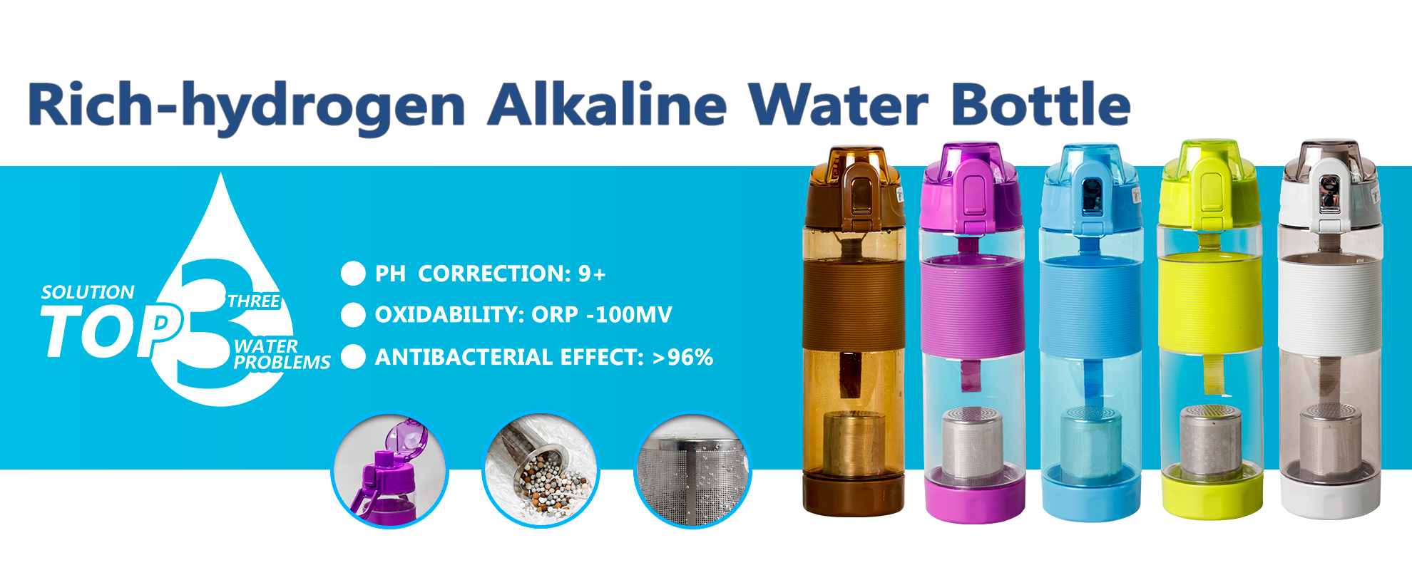 Filterelierte alkalische Wasserflaschenprüfung