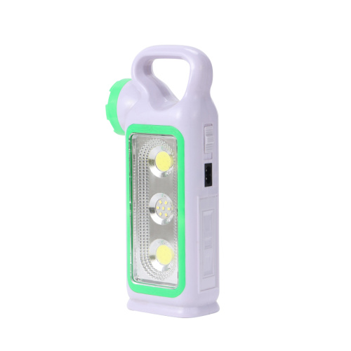Luz de emergência portátil com carregamento duplo (solar/bateria) e controle de brilho USB