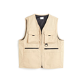 Street Vintage Streetwear Beige Denim Utility Vest Men Custom Design Mesh Lining Vest με τσέπες1