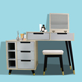 Modern Wood Dressing Table with Stool and Mirror1