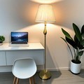 Copper Floor Lamp with Cloth Cover and Vertical Design for Modern Living Rooms1