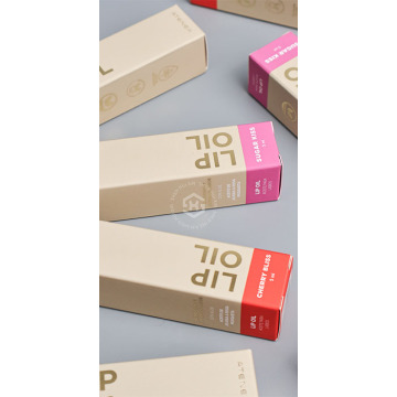 Caixa de embalagem de papel personalizada com cores bloqueadas: apresentação da marca de óleo labial elevado