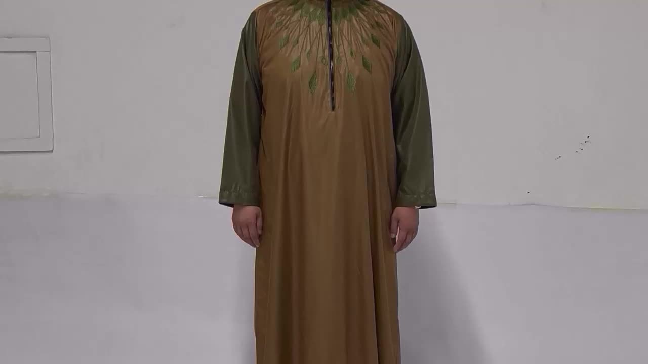 Ultimo design bianco thobe design islamico thobe arabo daffah uomini musulmani jubbah cotone abbigliamento thobe per men1