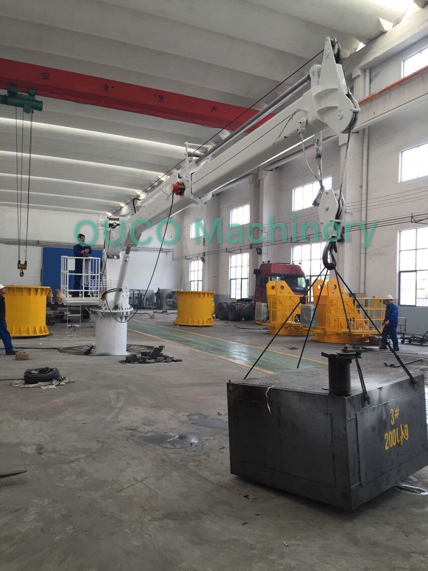 OUCO 船用起重机 2T10M 小型漂浮臂 船用起重机 公安船用起重机