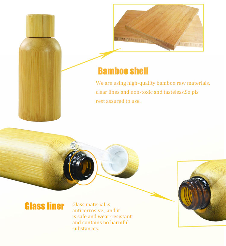 Skincare Essential Oil Bottles with Bamboo Shell