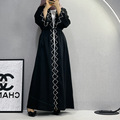 عمده فروشی عربی خاورمیانه مشکی اپن عبای آستین بلند کت و شلواری منجوقی یکرنگ کت زنانه ترکیه ای زنانه دبی Abaya1