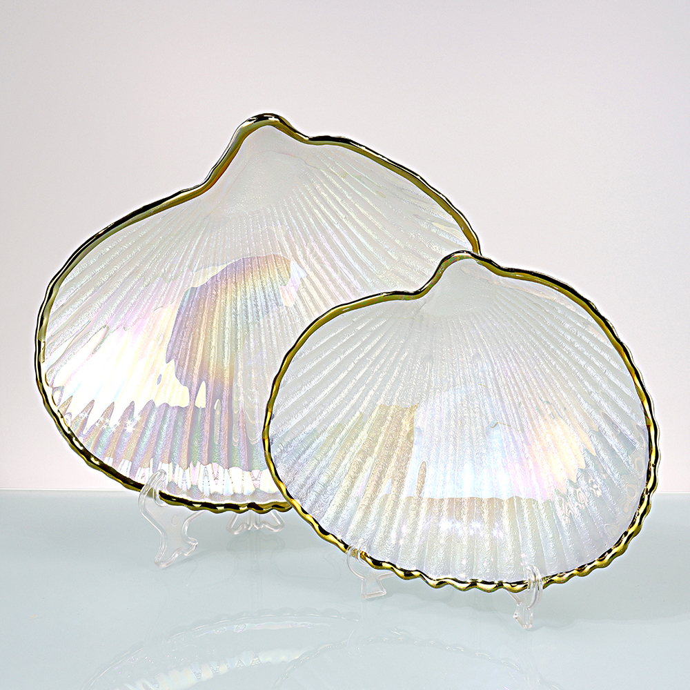 Iridescent Shell Glass Plate