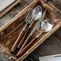 High-Quality Stainless Steel Forks and Spoons Set - Wood Handle Metal Cutlery Juego de Cubiertos de Acero Inoxidable1