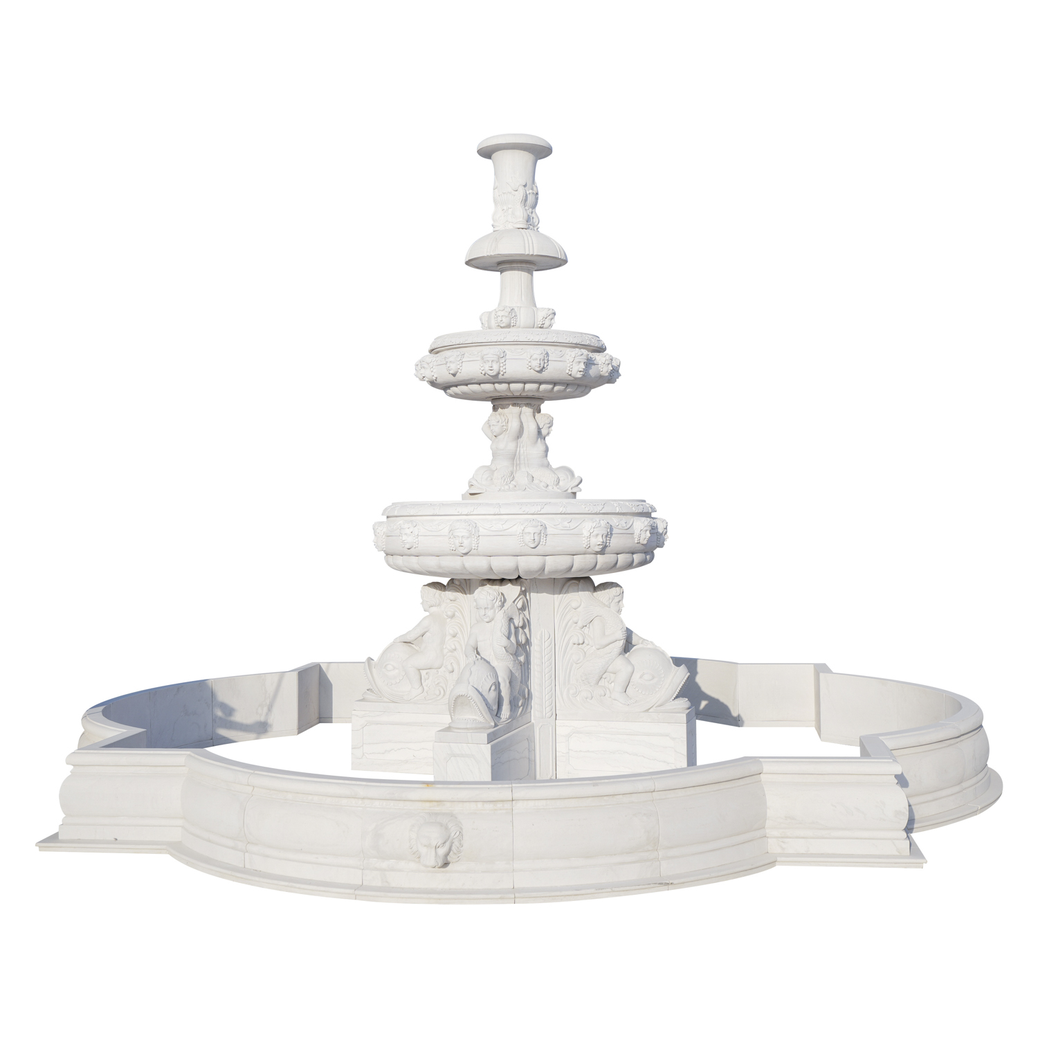 Elegant White Marble Garden Fountain - Customizable Water Feature for Outdoor Spaces