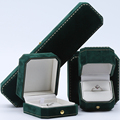 Hanhong Factory Square Velvet Schmuckschatulle auf Lager Organizer Frauen Geschenk Custom Logo Anhänger Ring Green Jewelry Aufbewahrungsbox1