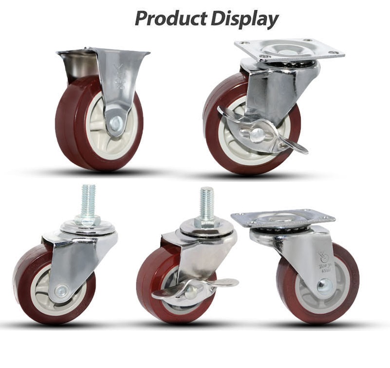 Light Duty violacé rouge PU Caster