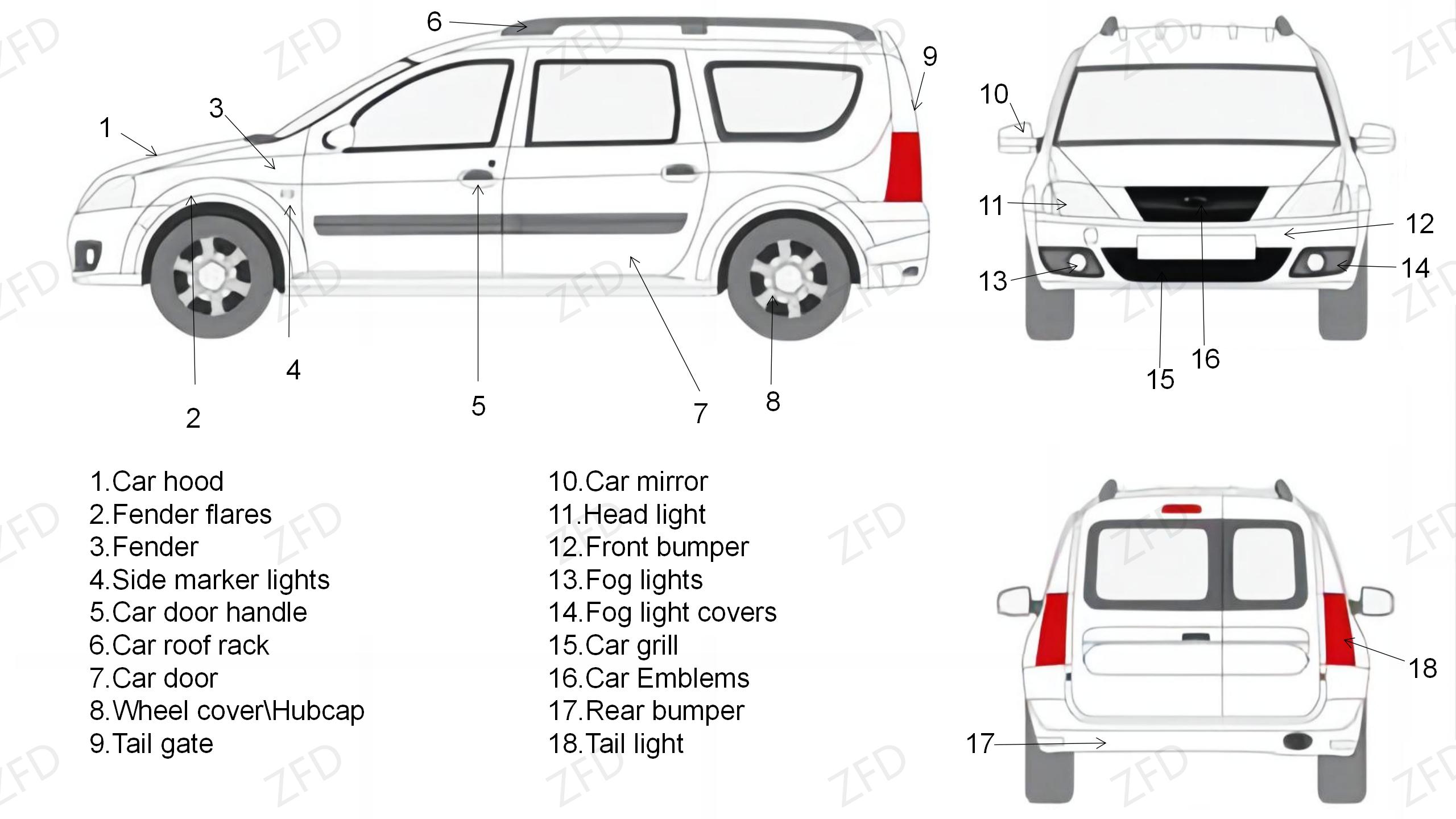 lada largus 2012 fog light covers