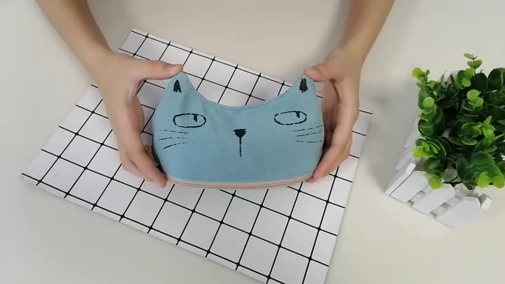 Estojo para lápis de tela de estilo fofo em forma de gato