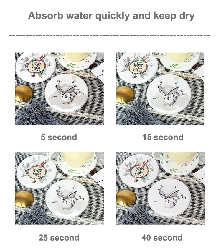 Eco-Friendly super water absorbing quick dry diatomite drink coaster