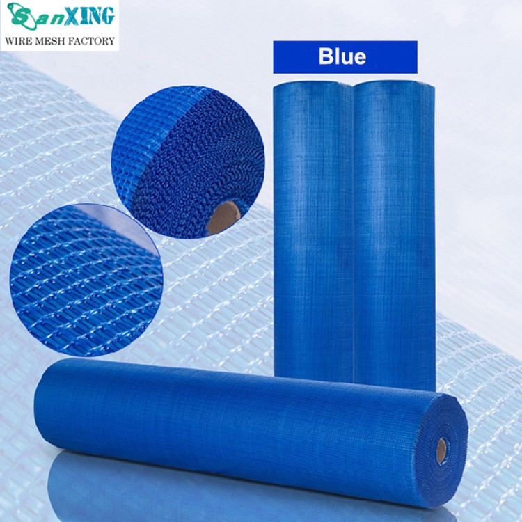 2022 Sanxing // China Factory Supply 4x4 160gr/M2 Orange Blue Glass Serat Mesh Fiberglass Wall Plaspter Net untuk Pasar Turki