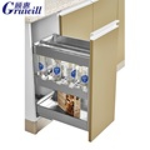 Pull out wire storage stainless steel kitchen basket in Satin1