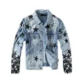 Προσαρμοσμένος σχεδιασμός Jean Jacket Men Pattern Printed Pentagram Denim Jacket Broken Hole Print Gradient Washed Jacket για MAN1