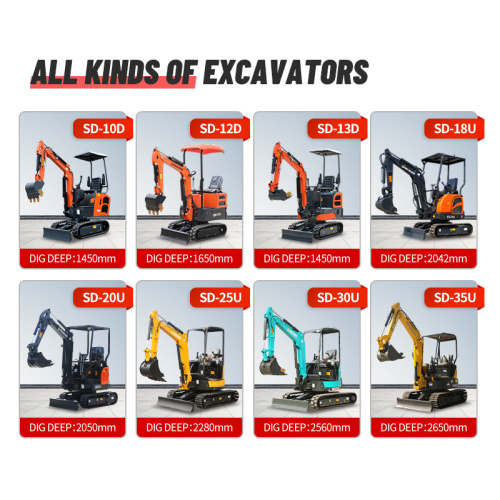 New Engine Diesel Rubber Tracks Joystick Hand Soil Digging Trench Digging Machine 1T Mini Excavators Prices For Sale In Malaysia