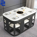 Modern White Ceramic Sliding Dining Table and Chair Set for Kitchen and Restaurant Decor1