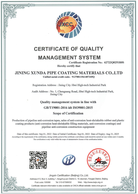 Certificate Of Quality Management System