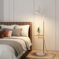 Modern Luxury Floor Lamp with Shelf - White Lampshade, Marble Base1