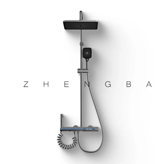 Luxury Style Space Aluminum Digital Display Shower Column with Rainfall Shower Head1