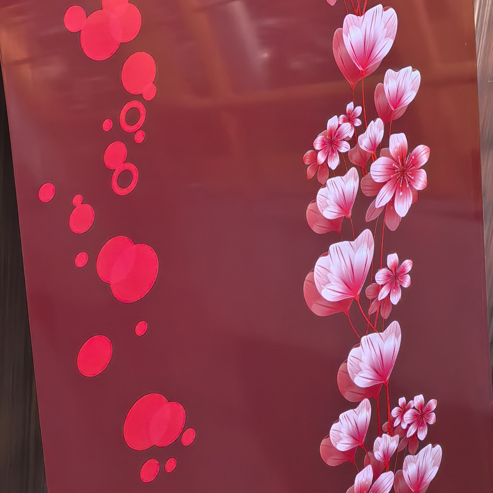 Logam Filem PVC PET Bunga Merah untuk Panel Peti Sejuk