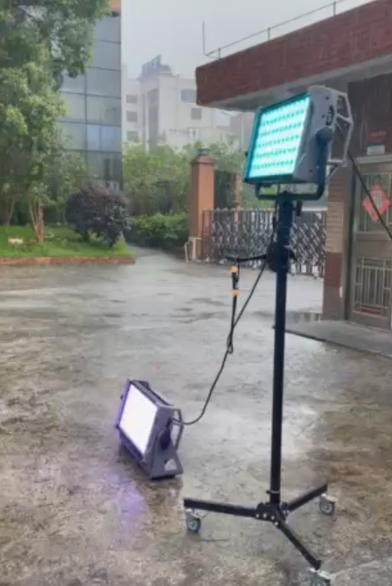 outdoor video panel in the rain