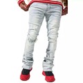 Custom Streetwear Slim Fit Denim Jeans Mujer για τους άνδρες OEM Skinny Design Cotton Distressed Men Stacked Jeans1