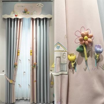 Blackout Embroidery Cartoon Children  Curtain