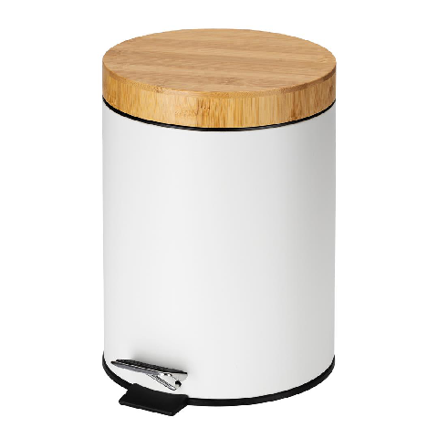 Round Bamboo Lid trash can