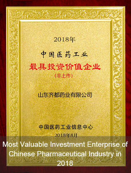 Most Valuable Investment Enterprise of Chinese Pharmaceutical Industry in 2018