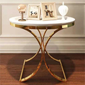 Furnitur Ruang Tamu Modern Luxury Gold Stainless Steel Frame Round Round Top Top Small Coffee Sofa Side Table1