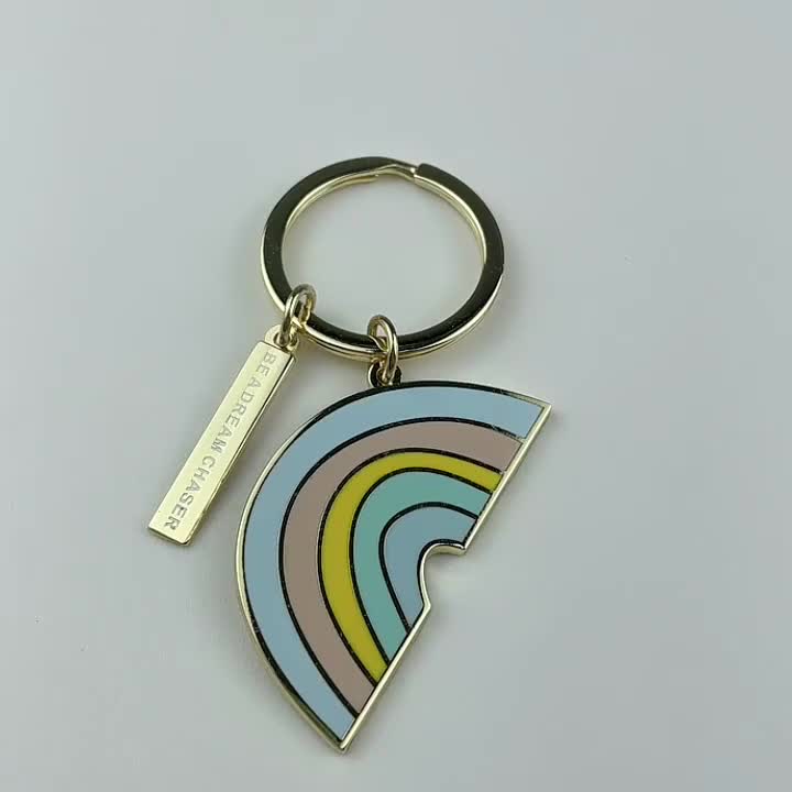 The rainbow design of metal keychain