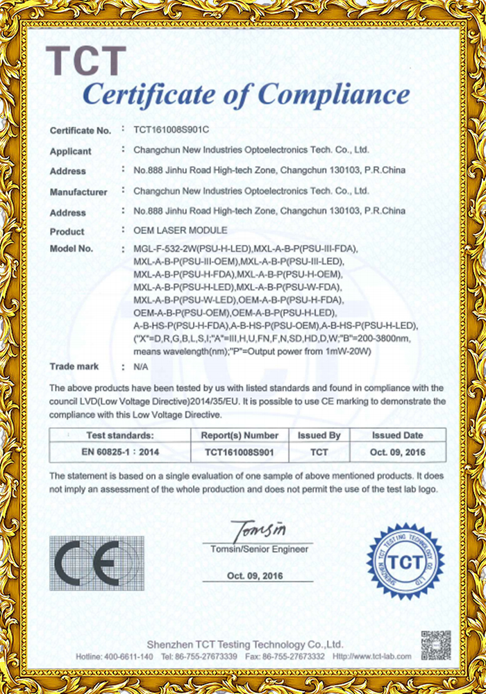 Certificate of compliance