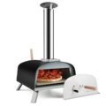 Bread Toaster Outdoor 13" Gas Wood Pellet Burning Pizza Maker Stainless Pizza Oven with Foldable Legs Pizza Stone Thermometer1