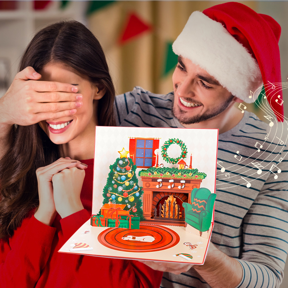 Biglietto natalizio con caminetto