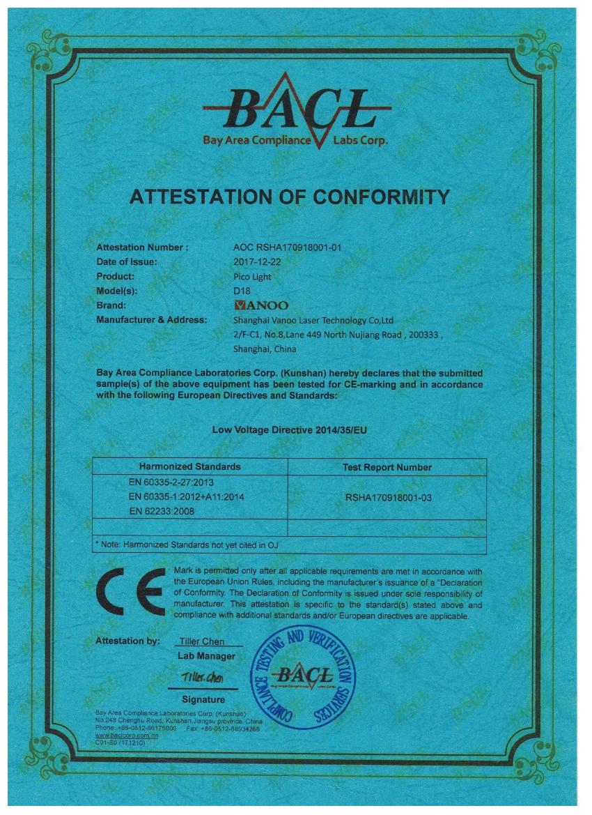 ATTESTATION OF CONFORMITY