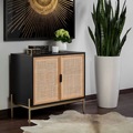 Factory Groothandel Side Noordse stijl Moderne Natuurlijke deurontwerpen Opslag Solid Wood Rattan Woonkamer Keukenkast1