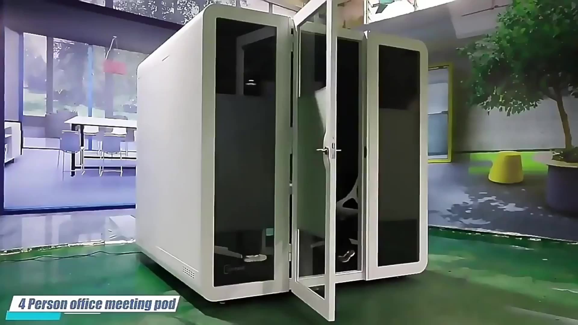 Modern Design Simple Room Interior Office Booth Glass Soundproof Double Office Booth1