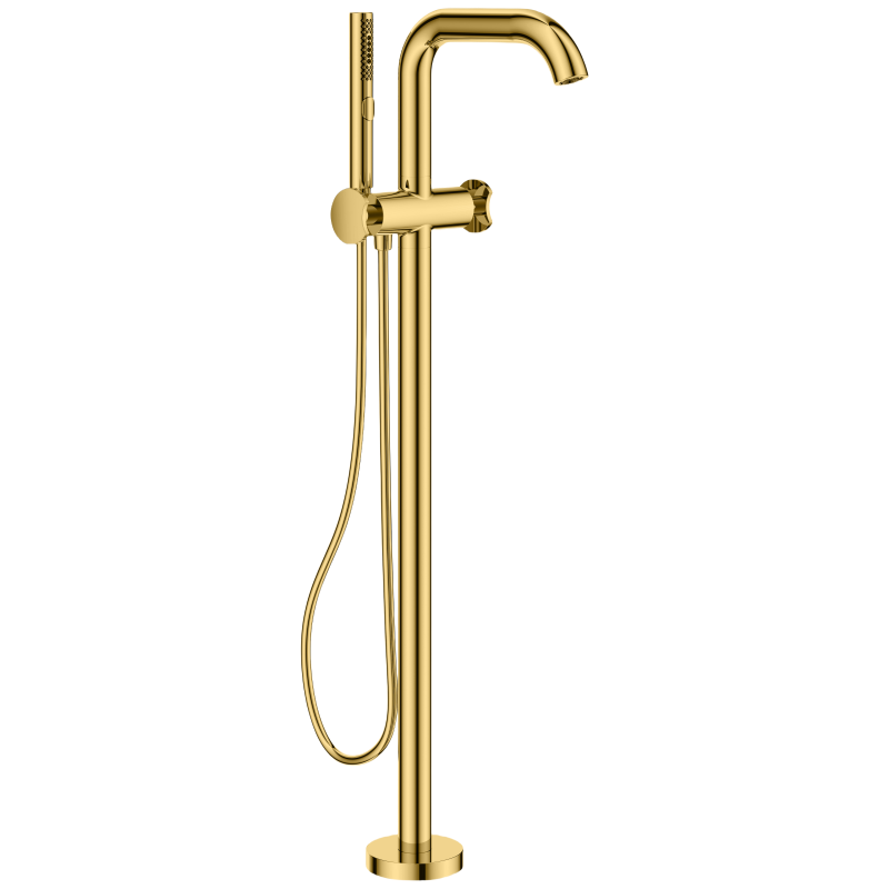 Brass floor-mount bath faucet