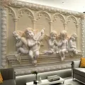 Custom Any Size 3D Wall Mural Wallpaper 3D Stereoscopic Angel Carving Relief Living Room Sofa Backdrop Seamless Mural Wall Paper