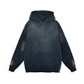 Ένθετο λογότυπο Black Distressed Hoodie Sweatshirt Γαλλικό Terry Vintage Acid Stone Acid Esped Hoodiesmen1